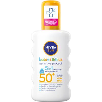 NIVEA SUN Kids Protect & Sensitive Spray (200ml) Sunscreen Spray with SPF 50+, K NIVEA SUN Kids Protect & Sensitive Spray (200ml) Sunscreen Spray with SPF 50+, K