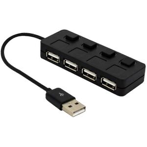 Unbranded 4-port USB 2.0 hub, data transfer splitter with individual LED switch Unbranded 4-port USB 2.0 hub, data transfer splitter with individual LED switch