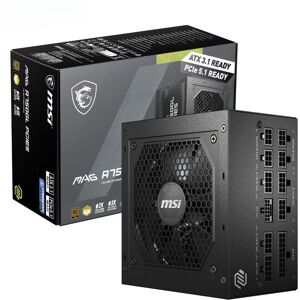 MSI MAG A750GL PCIE5 Power Supply Unit, 750W, 80 Plus Gold, Fully Modular, ATX 3 MSI MAG A750GL PCIE5 Power Supply Unit, 750W, 80 Plus Gold, Fully Modular, ATX 3