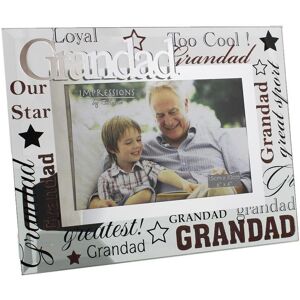 Impressions Glass 6 x 4 Photo Frame with Mirror Glass & Glitter Letters - Grandad Impressions Glass 6 x 4 Photo Frame with Mirror Glass & Glitter Letters - Grandad