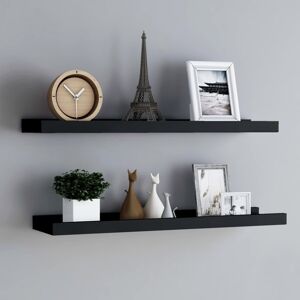 vidaXL 2x Picture Frame Ledge Shelves Black MDF Wood Shelf Home Living Room vidaXL 2x Picture Frame Ledge Shelves Black MDF Wood Shelf Home Living Room