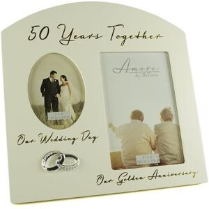 ukgiftstoreonline Golden 50th Wedding Anniversary Multi Photo Picture Frame Keepsake