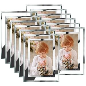 Hoikwo 12 Pack Photo Frames 6x4,4x6 Picture Frames with Silver Mirrored Glass, Multi Pi Hoikwo 12 Pack Photo Frames 6x4,4x6 Picture Frames with Silver Mirrored Glass, Multi Pi