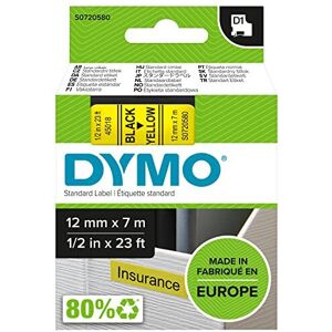 Dymo Authentic D1 Labels Black Print on Yellow Tape 12 mm x 7 m SelfAdhesive Labels f Dymo Authentic D1 Labels Black Print on Yellow Tape 12 mm x 7 m SelfAdhesive Labels f