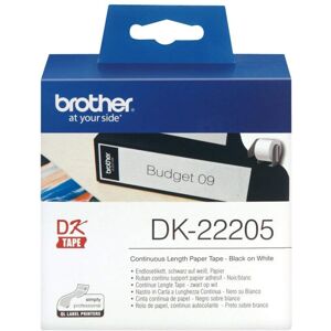 Brother DK-22205 Label Roll Continuous Length Paper Black On White 62mm (W) X 30.4 Brother DK-22205 Label Roll Continuous Length Paper Black On White 62mm (W) X 30.4