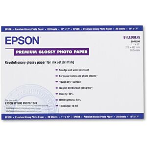 Epson S041290 Premium Photo Paper 68 lbs High-Gloss 11 x 17 20 Sheets/Pack Epson S041290 Premium Photo Paper 68 lbs High-Gloss 11 x 17 20 Sheets/Pack