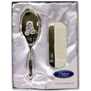 Widdop and Co. - Silverplated Baby Brush & Comb - Teddy Design - Silverplated - Baby Brush & Comb Widdop and Co. - Silverplated Baby Brush & Comb - Teddy Design - Silverplated - Baby Brush & Comb