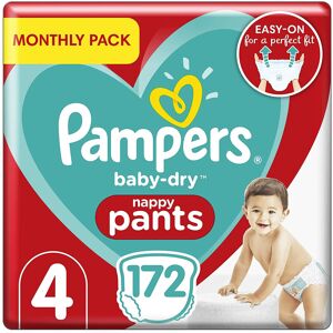 Pampers Baby Nappy Pants Size 4 (9-15 kg/20-33 Lb), Baby-Dry, 172 Count, MONTHLY Pampers Baby Nappy Pants Size 4 (9-15 kg/20-33 Lb), Baby-Dry, 172 Count, MONTHLY