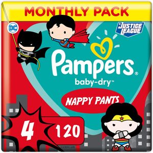 Pampers Baby Nappy Pants Size 4 (9-15 kg/20-33 Lb), Baby-Dry Superhero, 120 Coun Pampers Baby Nappy Pants Size 4 (9-15 kg/20-33 Lb), Baby-Dry Superhero, 120 Coun