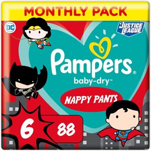 Pampers Baby Nappy Pants Size 6 (15+ kg/33 Lb), Baby-Dry Superhero, 88 Count, MO Pampers Baby Nappy Pants Size 6 (15+ kg/33 Lb), Baby-Dry Superhero, 88 Count, MO