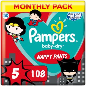 Pampers Baby Nappy Pants Size 5 (12-17 kg/26-37 Lb), Baby-Dry Superhero, 108 Cou Pampers Baby Nappy Pants Size 5 (12-17 kg/26-37 Lb), Baby-Dry Superhero, 108 Cou