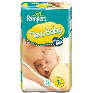 Pampers New Baby Size 1 (4-11 lbs/2-5 kg) Nappies - 2 x Economy Packs of 54 (108 Pampers New Baby Size 1 (4-11 lbs/2-5 kg) Nappies - 2 x Economy Packs of 54 (108