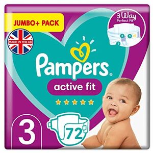 Pampers Baby Nappies Size 3 (12-17 kg / 26-37 lbs), Active Fit, 72 Count, JUMBO+ Pampers Baby Nappies Size 3 (12-17 kg / 26-37 lbs), Active Fit, 72 Count, JUMBO+
