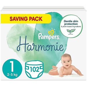 Pampers Baby Nappies Size 1 (2-5 kg / 4-11 lbs), Harmonie, 102 Nappies, SAVING P Pampers Baby Nappies Size 1 (2-5 kg / 4-11 lbs), Harmonie, 102 Nappies, SAVING P