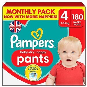 Pampers Baby-Dry Nappy Pants, Size 4 9 - 15kg 180 Nappies, MONTHLY SAVING PACK, Pampers Baby-Dry Nappy Pants, Size 4 9 - 15kg 180 Nappies, MONTHLY SAVING PACK,