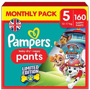 Pampers Baby-Dry Nappy Pants Paw Patrol Edition Size 5, 160 Nappies, 12kg-17kg, Pampers Baby-Dry Nappy Pants Paw Patrol Edition Size 5, 160 Nappies, 12kg-17kg,