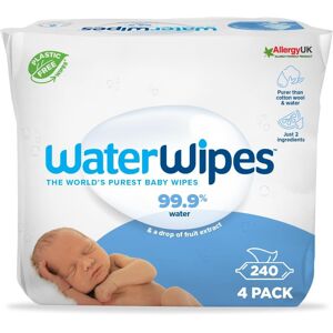 WaterWipes Plastic-Free Original Baby Wipes 240 Count (4 packs) 99.9% Water Base WaterWipes Plastic-Free Original Baby Wipes 240 Count (4 packs) 99.9% Water Base
