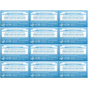 Dr Bronner's Dr. Bronner's - Pure-Castile Bar Soap (Baby Unscented 5 Ounce 12-Pack) - Made Dr Bronner's Dr. Bronner's - Pure-Castile Bar Soap (Baby Unscented 5 Ounce 12-Pack) - Made