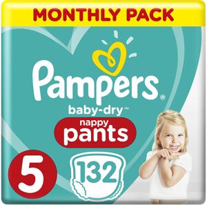 Pampers Baby-Dry Size 5, 132 Nappy Pants, 11-23 kg/12-17 kg, Easy-On for Up to 1 Pampers Baby-Dry Size 5, 132 Nappy Pants, 11-23 kg/12-17 kg, Easy-On for Up to 1