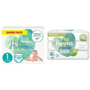 Pampers Harmonie Nappies Size 1 (2-5 kg / 4-11 lbs), 102 Nappies & 864 Pampers B Pampers Harmonie Nappies Size 1 (2-5 kg / 4-11 lbs), 102 Nappies & 864 Pampers B