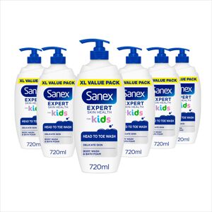 Sanex Expert Skin Health Head to Toe Kids? Body Wash 720ml x4 - protects delicat Sanex Expert Skin Health Head to Toe Kids? Body Wash 720ml x4 - protects delicat