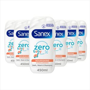 Sanex Zero% Hypoallergenic Nourishing Baby Bath Foam & Shampoo 450ml x 6 - 0% co Sanex Zero% Hypoallergenic Nourishing Baby Bath Foam & Shampoo 450ml x 6 - 0% co