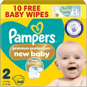 Pampers Premium Protection New Baby Size 2, 240 Nappies, 4kg-8kg, Monthly Pack, Pampers Premium Protection New Baby Size 2, 240 Nappies, 4kg-8kg, Monthly Pack,