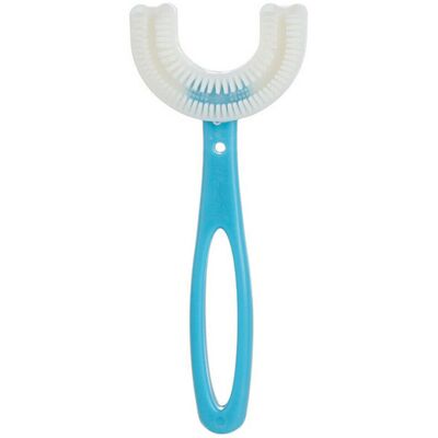 Baby Toothbrush (Blue For Age 6-12) Kids Toothbrush U-Shape Infant Toothbrush with Handle Silico Baby Toothbrush (Blue For Age 6-12) Kids Toothbrush U-Shape Infant Toothbrush with Handle Silico