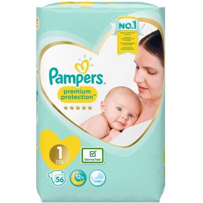 Pampers Premium Protection Size 1, Pack of 56 Größe 1 (2 - 5 kg) 56 Pampers Premium Protection Size 1, Pack of 56 Größe 1 (2 - 5 kg) 56