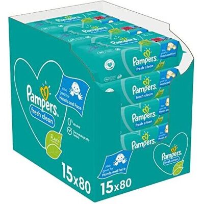 Pampers Baby Wipes Multipack, Fresh Clean, 1200 Wipes (15 x 80), Baby Essentials Pampers Baby Wipes Multipack, Fresh Clean, 1200 Wipes (15 x 80), Baby Essentials