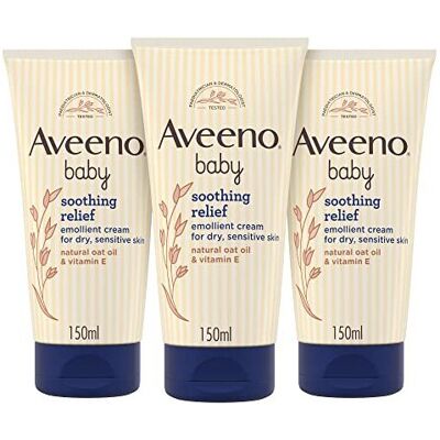 Aveeno - Baby Soothing Relief Emollient Cream - 3x150ml Aveeno - Baby Soothing Relief Emollient Cream - 3x150ml