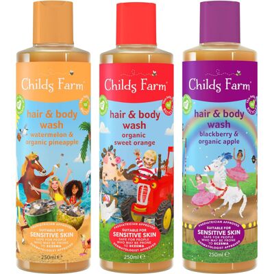 Childs Farm Kids Hair Body Wash Multipack Bundle 3x250ml Watermelon Pineapple Sweet Orange B Childs Farm Kids Hair Body Wash Multipack Bundle 3x250ml Watermelon Pineapple Sweet Orange B
