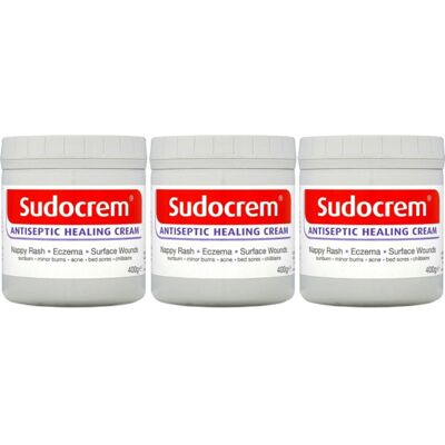 THREE PACKS of Sudocrem Antiseptic Cream 400g Tubs THREE PACKS of Sudocrem Antiseptic Cream 400g Tubs