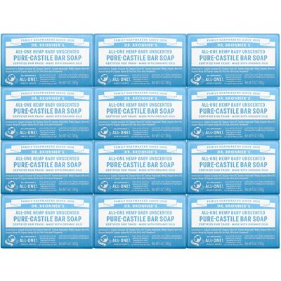 Dr Bronner's Dr. Bronner's - Pure-Castile Bar Soap (Baby Unscented 5 Ounce 12-Pack) - Made Dr Bronner's Dr. Bronner's - Pure-Castile Bar Soap (Baby Unscented 5 Ounce 12-Pack) - Made