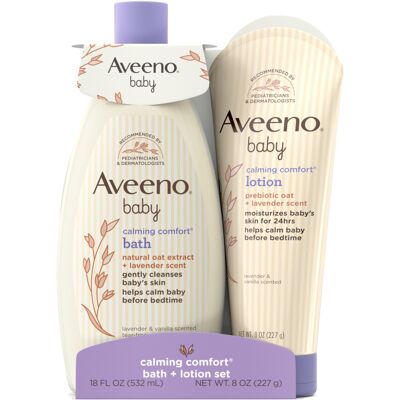 Aveeno Baby Calming Comfort Bath & Lotion Set Nighttime Baby Skin Care Products Aveeno Baby Calming Comfort Bath & Lotion Set Nighttime Baby Skin Care Products