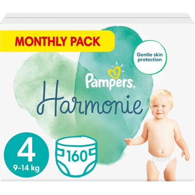 Pampers Baby Nappies Size 4 (9-14 kg / 20-31 lbs), Harmonie, 160 Nappies, MONTHL Pampers Baby Nappies Size 4 (9-14 kg / 20-31 lbs), Harmonie, 160 Nappies, MONTHL