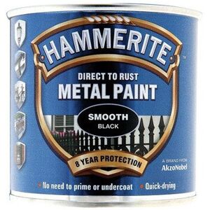 Hammerite SFBL250 Direct to Rust Smooth Finish Metal Paint Black 250ml Hammerite SFBL250 Direct to Rust Smooth Finish Metal Paint Black 250ml