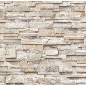 P+S Beige Slate Stone Wallpaper - 3D Rustic Brick-Effect, Sandstone Beige, 10m x 0.5 P+S Beige Slate Stone Wallpaper - 3D Rustic Brick-Effect, Sandstone Beige, 10m x 0.5