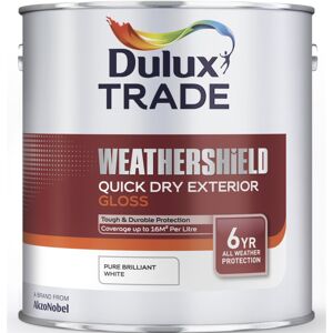 Dulux Trade Weathershield Quick Dry Exterior Gloss Pure Brilliant White 2.5 Litr Dulux Trade Weathershield Quick Dry Exterior Gloss Pure Brilliant White 2.5 Litr