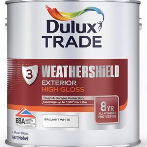 Dulux Trade Weathershield Exterior High Gloss White 2.5 Litres Dulux Trade Weathershield Exterior High Gloss White 2.5 Litres
