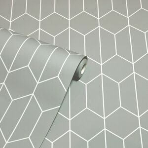 (Grey 909700) Arthouse Linear Geo Trellis Plain Geometric Honeycomb 10m Wallpape (Grey 909700) Arthouse Linear Geo Trellis Plain Geometric Honeycomb 10m Wallpape