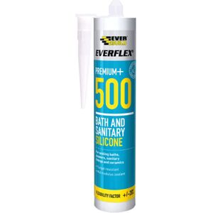 Everbuild Everflex 500 Bath and Sanitary Silicone, Anti-Fungal Silicone Sealant, Everbuild Everflex 500 Bath and Sanitary Silicone, Anti-Fungal Silicone Sealant,