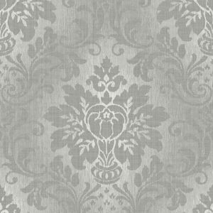 Grandeco Royal House Fabric Damask Silver Wallpaper A10904 Grandeco Royal House Fabric Damask Silver Wallpaper A10904