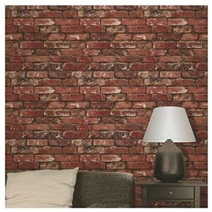 Fine Decor Brewster FD31285 Rustic Brick Wallpaper, Red Fine Decor Brewster FD31285 Rustic Brick Wallpaper, Red