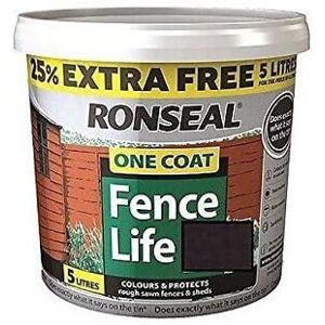 Ronseal 5L One Coat Fence Life Paint - Tudor Black Oak Ronseal 5L One Coat Fence Life Paint - Tudor Black Oak