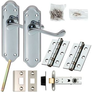 Loops Door Handle & Latch Pack Chrome Victorian Scroll Lever Backplate 168 x 47mm Loops Door Handle & Latch Pack Chrome Victorian Scroll Lever Backplate 168 x 47mm