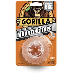 Gorilla Glue Heavy-Duty Double Sided Mounting Tape Clear 25mm x 1.5m Gorilla Glue Heavy-Duty Double Sided Mounting Tape Clear 25mm x 1.5m