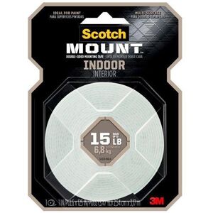 Scotch Indoor Double-Sided Mounting Tape, 1 in x 125 in, White, 1 Roll Scotch Indoor Double-Sided Mounting Tape, 1 in x 125 in, White, 1 Roll