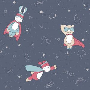 DEBONA Noukie's Sweet Dreams Navy Blue Cartoon Galaxy Paste The Wall Wallpaper DEBONA Noukie's Sweet Dreams Navy Blue Cartoon Galaxy Paste The Wall Wallpaper