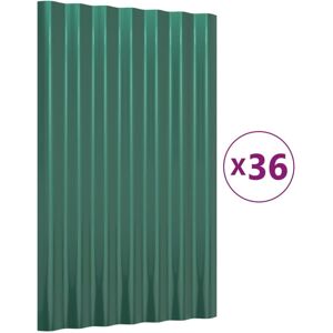 VidaXL Green Steel Roof Panels - 60x36cm - Weatherproof Corrugated Sheets VidaXL Green Steel Roof Panels - 60x36cm - Weatherproof Corrugated Sheets